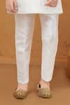 Petite Pomme_White Silk, Cotton Embroidery Banarasi Sherwani And Pant Set _Online_at_Aza_Fashions