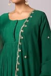 Samyukta Singhania_Green Chanderi Embroidery Round Neck Dark Anarkali With Dupatta _Online_at_Aza_Fashions