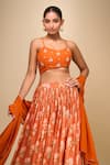 Buy_Samyukta Singhania_Orange Organza Embroidery Round Neck Floral Lehenga Set _Online_at_Aza_Fashions