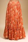Samyukta Singhania_Orange Organza Embroidery Round Neck Floral Lehenga Set _at_Aza_Fashions