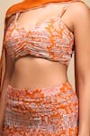 Samyukta Singhania_Orange Organza Round Neck Floral Lehenga Set _Online_at_Aza_Fashions