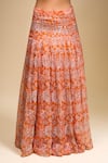 Samyukta Singhania_Orange Organza Round Neck Floral Lehenga Set _at_Aza_Fashions