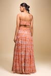 Shop_Samyukta Singhania_Orange Organza Round Neck Floral Lehenga Set _at_Aza_Fashions