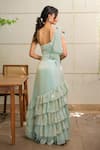 Shop_Foram Patel_Sky Blue Organza One Shoulder Designer Dress _at_Aza_Fashions
