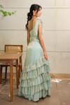 Buy_Foram Patel_Sky Blue Organza One Shoulder Designer Dress _Online_at_Aza_Fashions