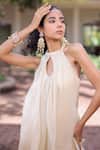 Shop_Foram Patel_Cream Organza Halter Neck Designer Soft Jumpsuit _Online_at_Aza_Fashions