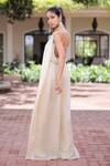 Foram Patel_Cream Organza Halter Neck Designer Soft Jumpsuit _at_Aza_Fashions