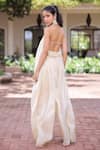 Shop_Foram Patel_Cream Organza Halter Neck Designer Soft Jumpsuit _at_Aza_Fashions