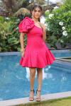 Buy_Foram Patel_Pink Rayon One Shoulder Designer Dress _at_Aza_Fashions