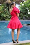 Shop_Foram Patel_Pink Rayon One Shoulder Designer Dress _at_Aza_Fashions