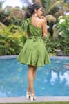 Buy_Foram Patel_Olive Green Rayon One Shoulder Designer Dress _Online_at_Aza_Fashions