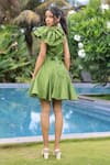 Shop_Foram Patel_Olive Green Rayon One Shoulder Designer Dress _at_Aza_Fashions