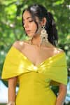 Foram Patel_Green Rayon Off-shoulder Lime Designer Dress _Online_at_Aza_Fashions