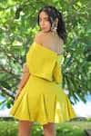 Shop_Foram Patel_Green Rayon Off-shoulder Lime Designer Dress _at_Aza_Fashions
