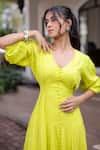Foram Patel_Green Rayon V-neck Lime Designer Dress _Online_at_Aza_Fashions