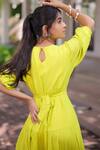 Shop_Foram Patel_Green Rayon V-neck Lime Designer Dress _at_Aza_Fashions