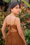 Shop_Foram Patel_Brown Rayon Round Neck Designer Dress _at_Aza_Fashions