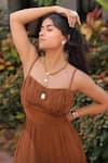 Buy_Foram Patel_Brown Rayon Round Neck Designer Dress _Online_at_Aza_Fashions