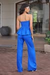 Shop_Foram Patel_Blue Rayon Sweetheart Neck Electric Designer Top And Pant Set _at_Aza_Fashions