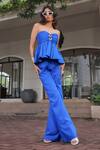 Buy_Foram Patel_Blue Rayon Sweetheart Neck Electric Designer Top And Pant Set _Online_at_Aza_Fashions