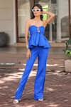 Buy_Foram Patel_Blue Rayon Sweetheart Neck Electric Designer Top And Pant Set _at_Aza_Fashions