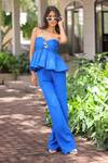 Shop_Foram Patel_Blue Rayon Sweetheart Neck Electric Designer Top And Pant Set 