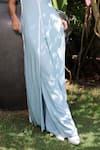 Foram Patel_Sky Blue Rayon Open , Bandeau Designer Jacket And Pant Set _Online_at_Aza_Fashions