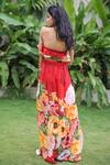 Shop_Foram Patel_Red Georgette Floral Print Set _at_Aza_Fashions