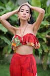 Foram Patel_Red Georgette Floral Print Set _at_Aza_Fashions