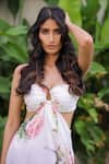 Foram Patel_White Georgette Halter Neck Floral Designer Dress _Online_at_Aza_Fashions