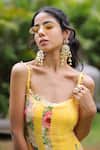 Buy_Foram Patel_Yellow Georgette Open Neck Floral Print Dress _Online_at_Aza_Fashions