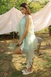 Marche_Green Organza Round Neck Pistachio Shift Dress _Online_at_Aza_Fashions