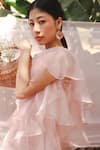 Marche_Purple Organza, Crepe Round Neck Mauve Shift Dress _Online_at_Aza_Fashions