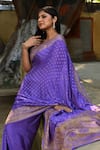 Shop_Naaritva India_Lavender Crepe, Silk Zari Banarasi Saree With Running Blouse _Online_at_Aza_Fashions
