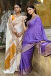 Shop_Naaritva India_Lavender Crepe, Silk Zari Banarasi Saree With Running Blouse 