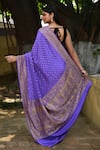 Shop_Naaritva India_Lavender Crepe, Silk Zari Banarasi Saree With Running Blouse _at_Aza_Fashions