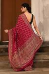 Shop_Naaritva India_Pink Crepe, Silk Zari Hot Banarasi Saree With Running Blouse _at_Aza_Fashions