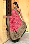 Shop_Naaritva India_Pink Crepe, Chiffon Zari Banarasi Hand Woven Saree With Running Blouse Piece _at_Aza_Fashions