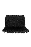 The Tan Clan_Black Beads, Fringe Fiona Flap Over Clutch _Online_at_Aza_Fashions