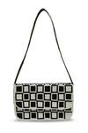 Shop_The Tan Clan_Black Blake Checkered Suede Clutch _at_Aza_Fashions