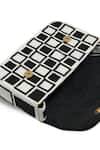 The Tan Clan_Black Blake Checkered Suede Clutch _at_Aza_Fashions