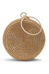 Shop_The Tan Clan_Gold Glitz Round Clutch _at_Aza_Fashions