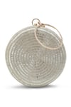 Shop_The Tan Clan_Silver Glitz Round Clutch _at_Aza_Fashions