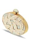 Shop_The Tan Clan_Gold Gulzar Brass Clutch _Online_at_Aza_Fashions