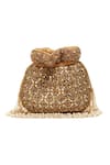Shop_The Tan Clan_Gold Beads, Pearls Sehaj Tasselled Potli Bag _Online_at_Aza_Fashions