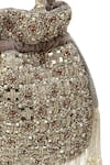 Shop_The Tan Clan_Gray Embroidery, Pearls Sehaj Tasselled Potli Bag _Online_at_Aza_Fashions