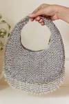 Buy_The Tan Clan_Gray Rhinestones, Tassels Sera Drop Pearls Batua Bag _at_Aza_Fashions