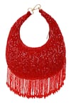 Shop_The Tan Clan_Red Beads Sera Drop Pearls Batua Bag _at_Aza_Fashions