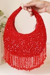 Buy_The Tan Clan_Red Beads Sera Drop Pearls Batua Bag _at_Aza_Fashions