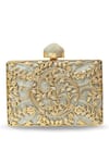 Buy_The Tan Clan_Gold Embroidery Uzma Intricate Brass Clutch _Online_at_Aza_Fashions
